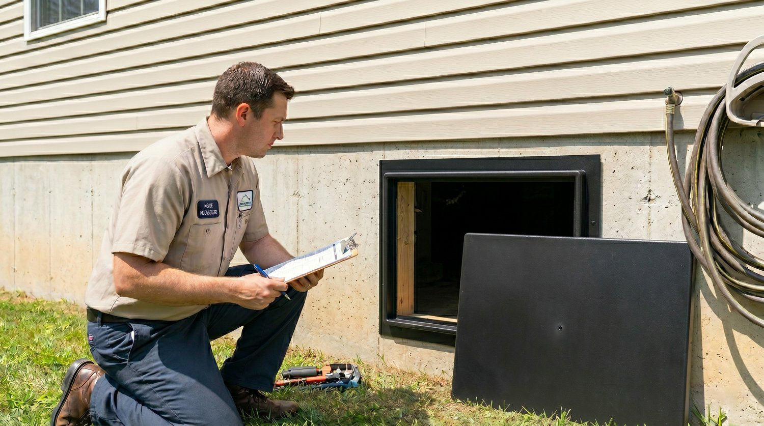 Home Inspector preparing to evaluate a crawlspace 