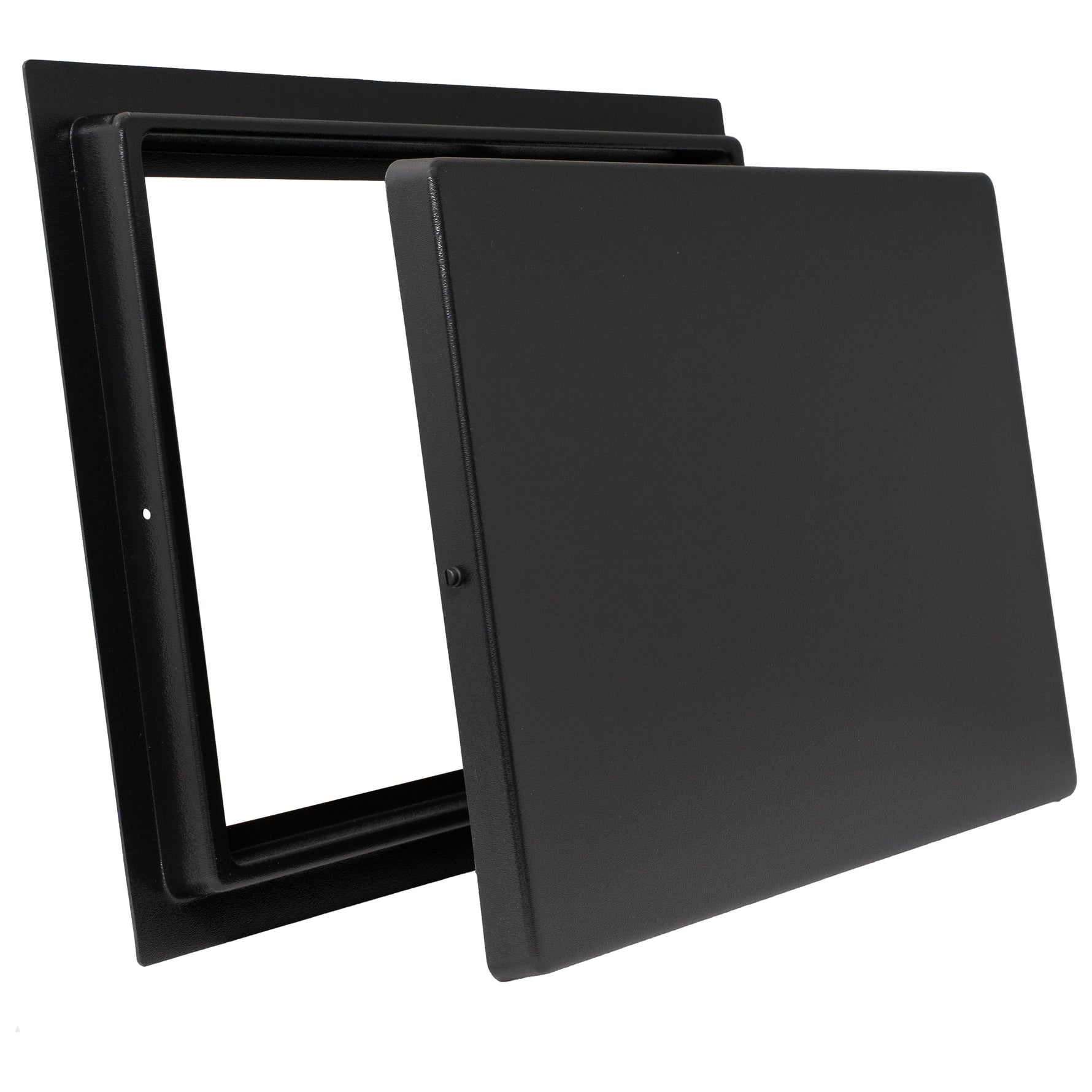 Black rectangular plastic frame with a cover lid on a white background