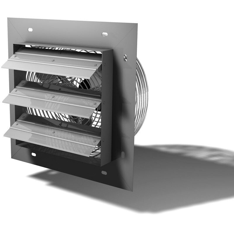 Crawl Space Shutter Fan - 12" OSHA Compliant Exhaust Fan with Louvers, 1,115 CFM