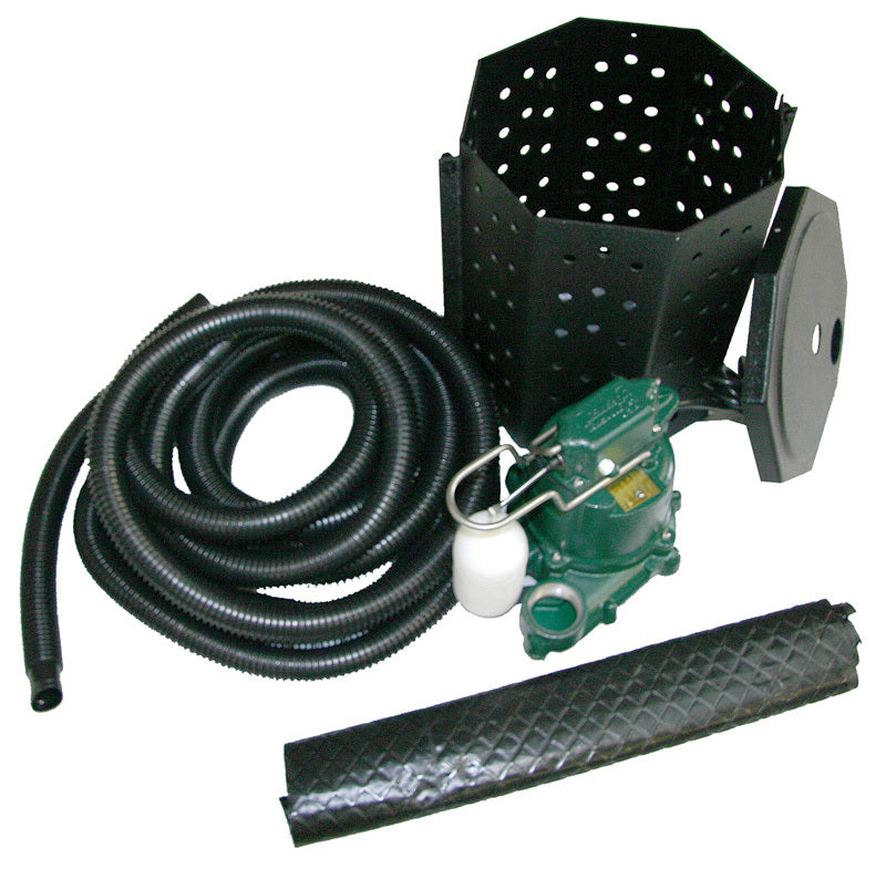 Complete Sump Pump Installation Kit - Pump, Bucket, Filter Bag & Discharge Hose