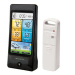 Weather station with digital display and sensor on a white background