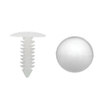 White plastic clip and sphere on a white background