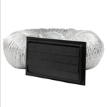 Black rectangular air vent with clear ducting on a white background