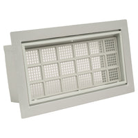 Rectangular air vent with grid on a white background