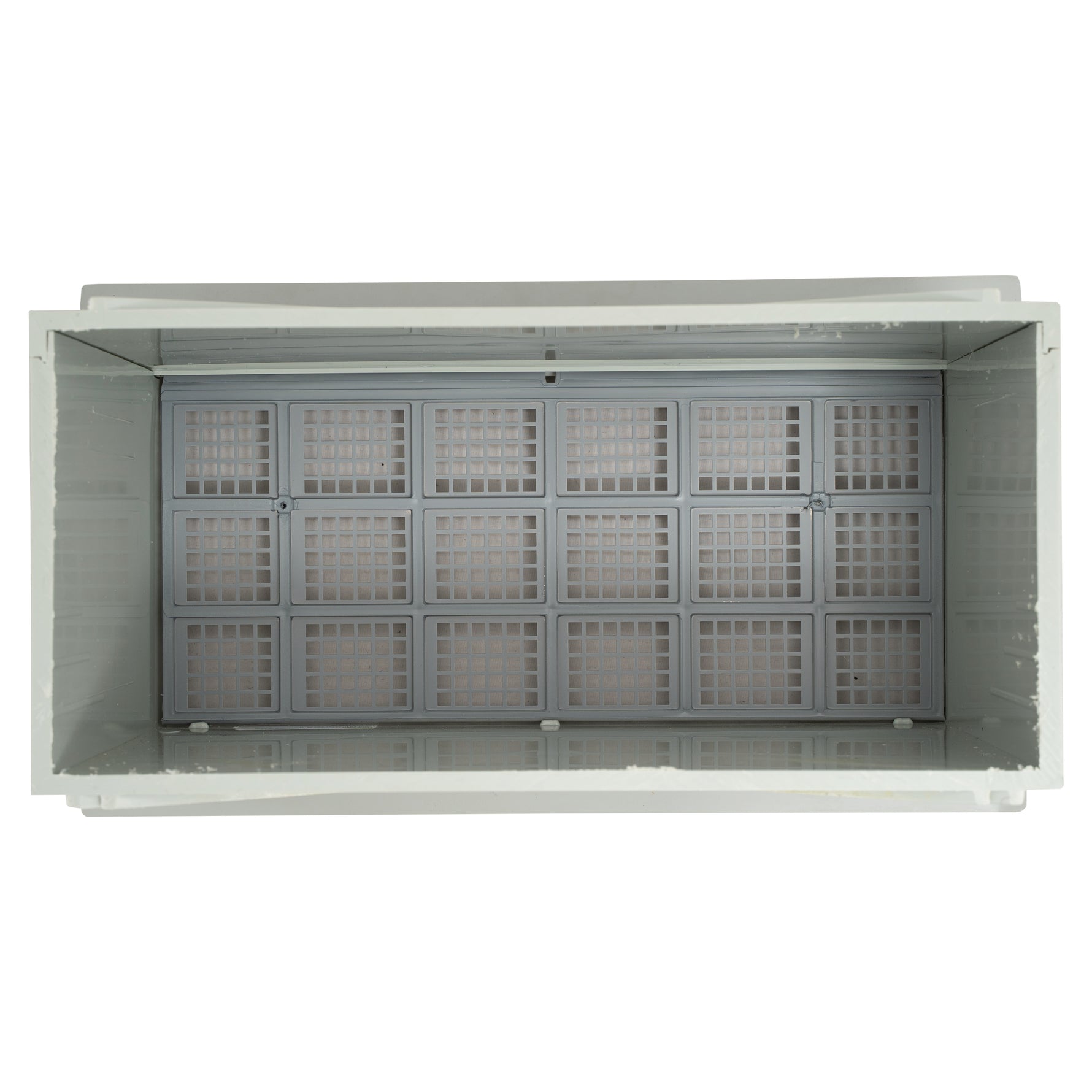 Gray plastic vent reverse side on a white background