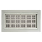 Rectangular air vent with grid design on a white background