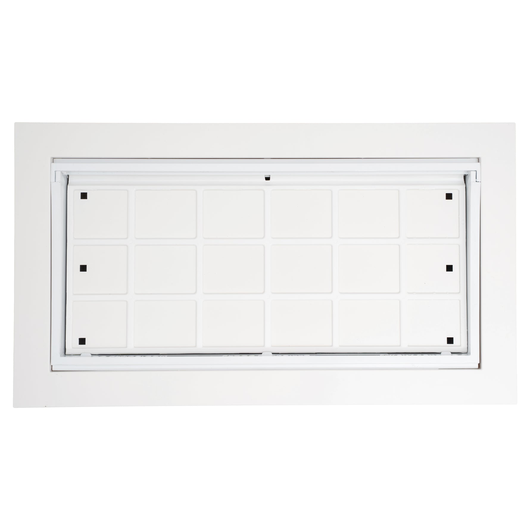 White rectangular air vent on a white background