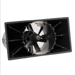 Rectangular exhaust fan with a black frame on a white background