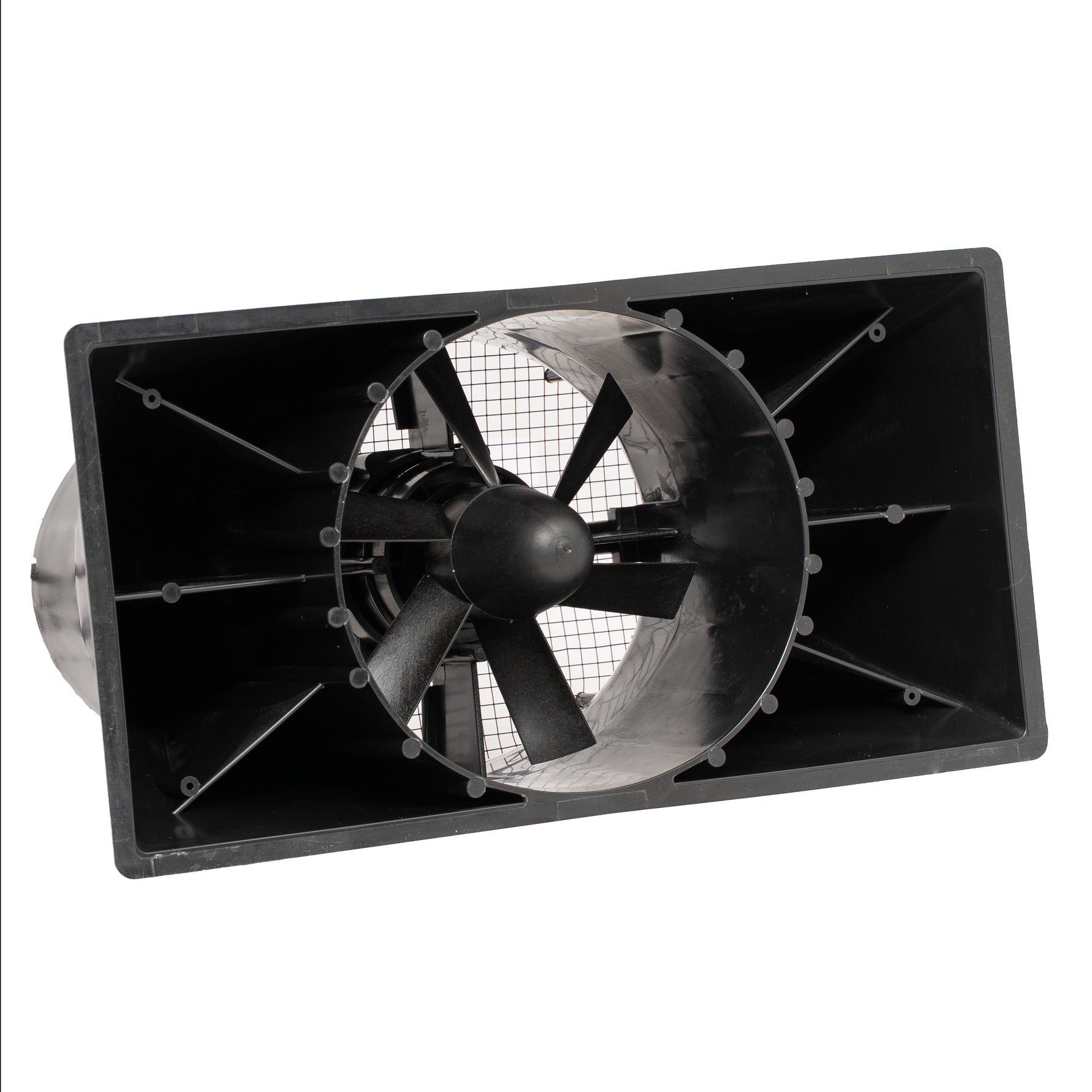 Rectangular exhaust fan with a black frame on a white background