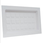 White plastic cover with multiple small square design on a white background