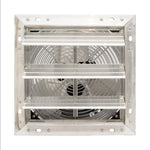 Metallic square exhaust fan on a white background