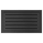 Black rectangular vent cover on a white background