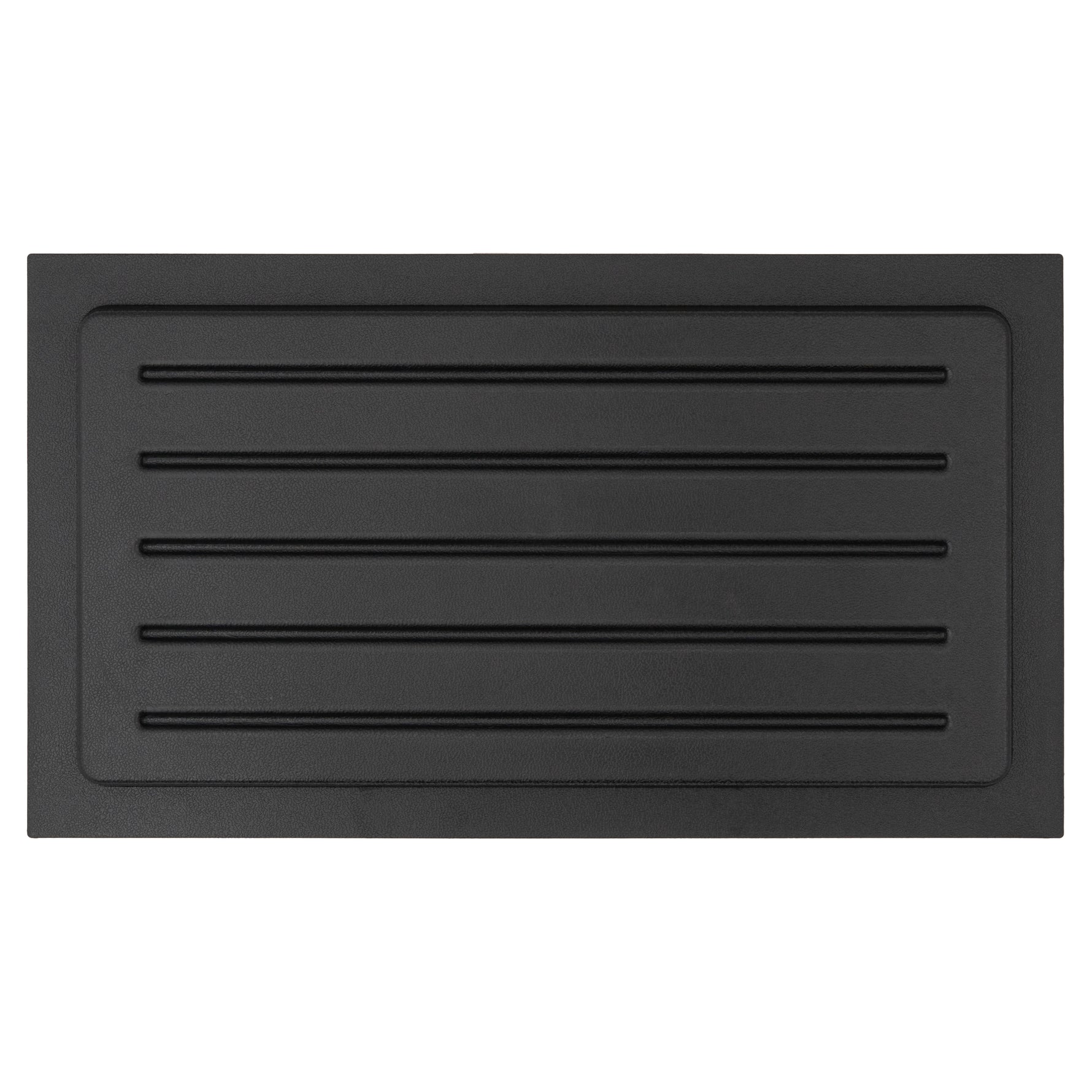 Black rectangular vent cover on a white background