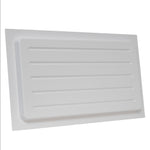 Rectangular white plastic cover on a white background