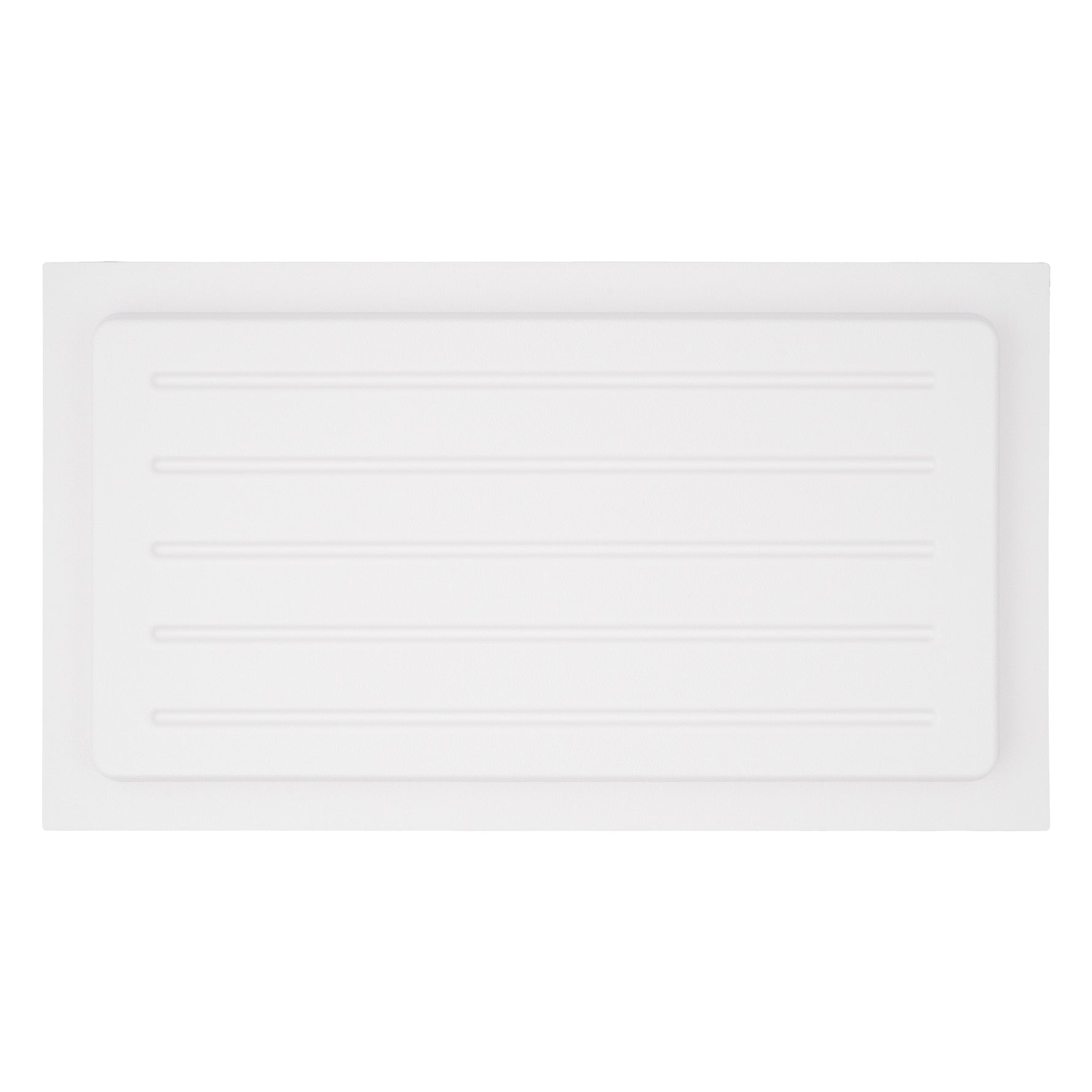 Rectangular white vent cover with a subtle pattern on a white background