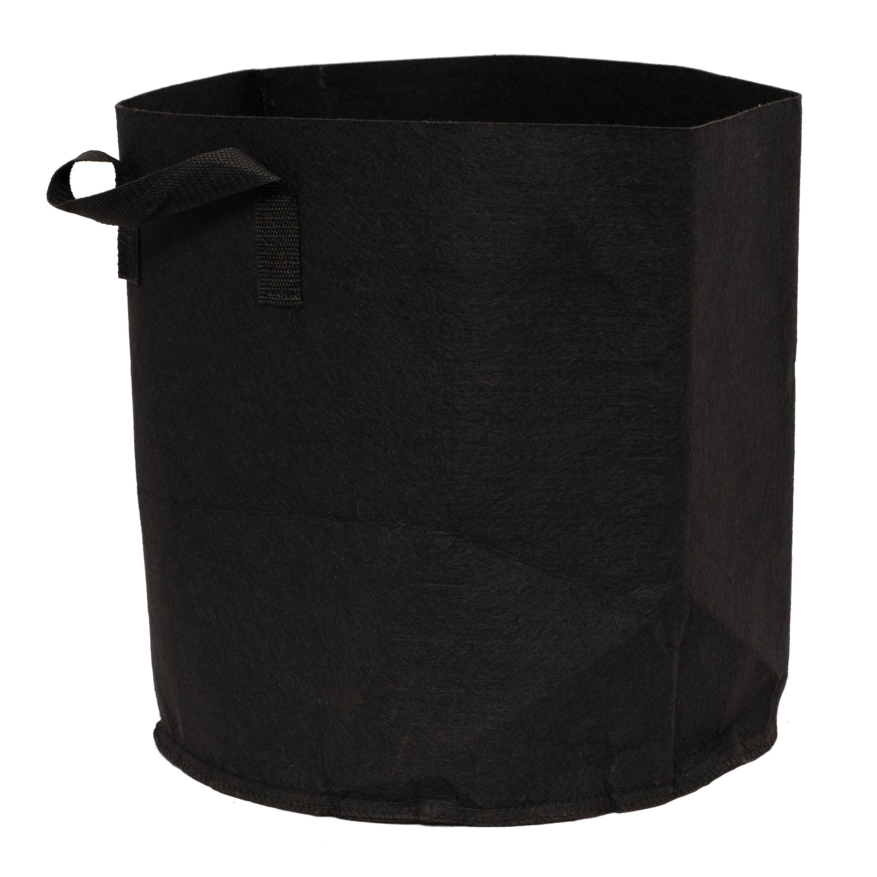 Black fabric storage bag with handles on a white background