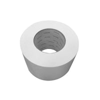 White cylindrical object with a central hole on a white background