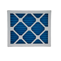 Blue air filter with geometric pattern on a white background