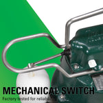 Mechanical switch with green background and text indicating reliability testing.