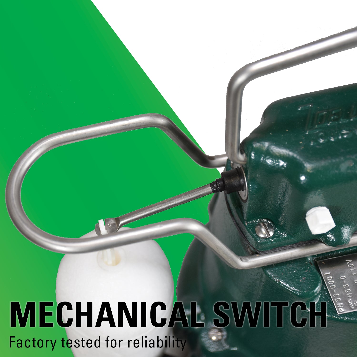 Mechanical switch with green background and text indicating reliability testing.