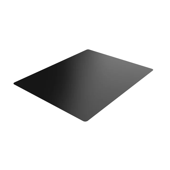Black rectangular mat on a white background